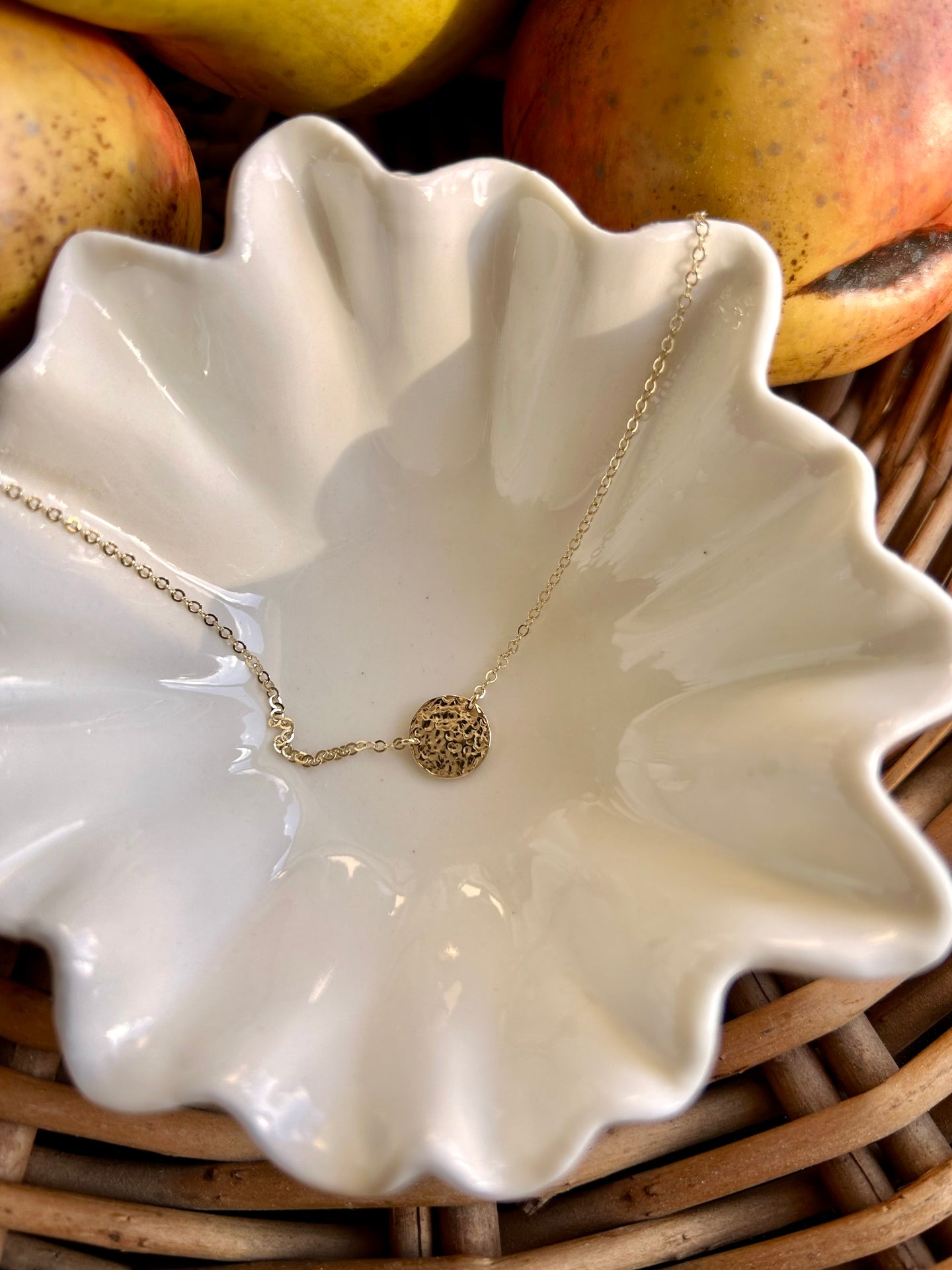 Hammered Disc Station Necklace | 14kt Gold Filled or Sterling Silver